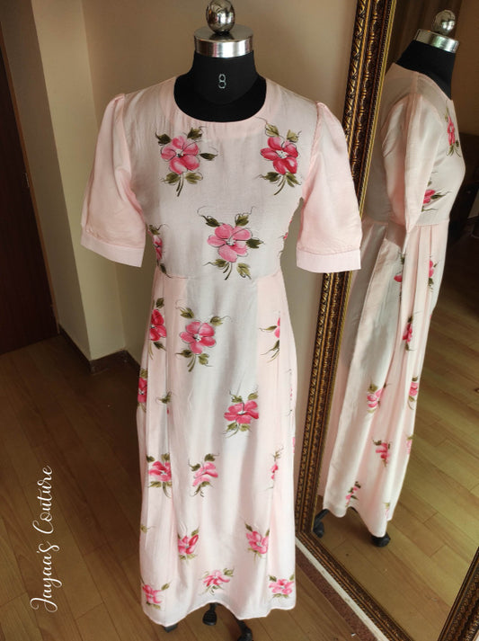 Hand painted Blush Pink long tunic