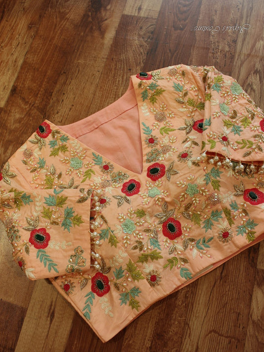 Peach stone work blouse