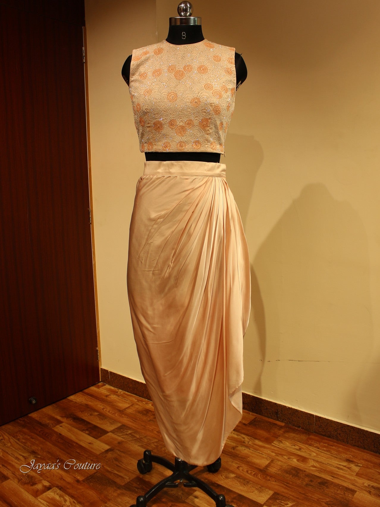 Peach Crop Top with skirt