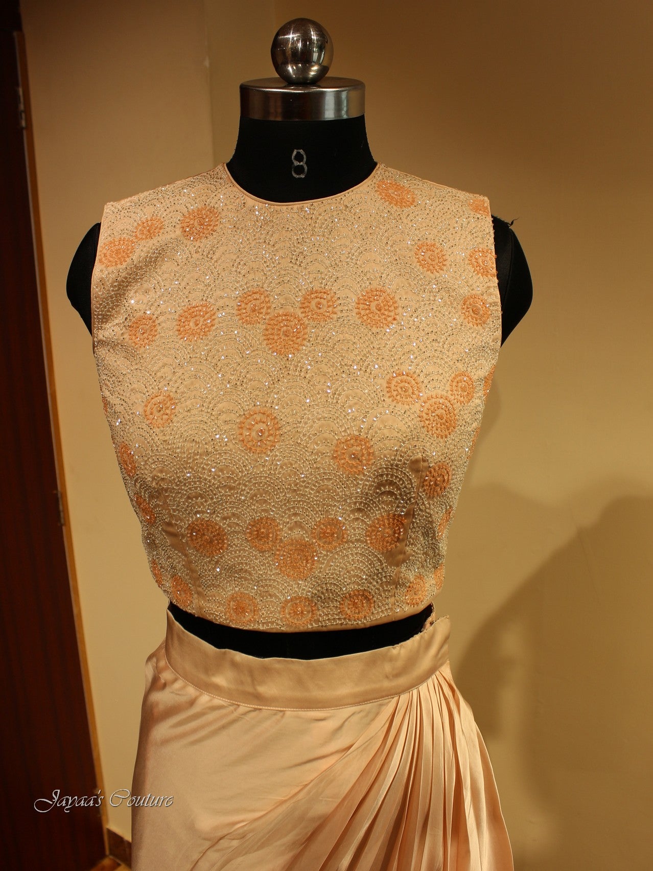 Peach Crop Top with skirt