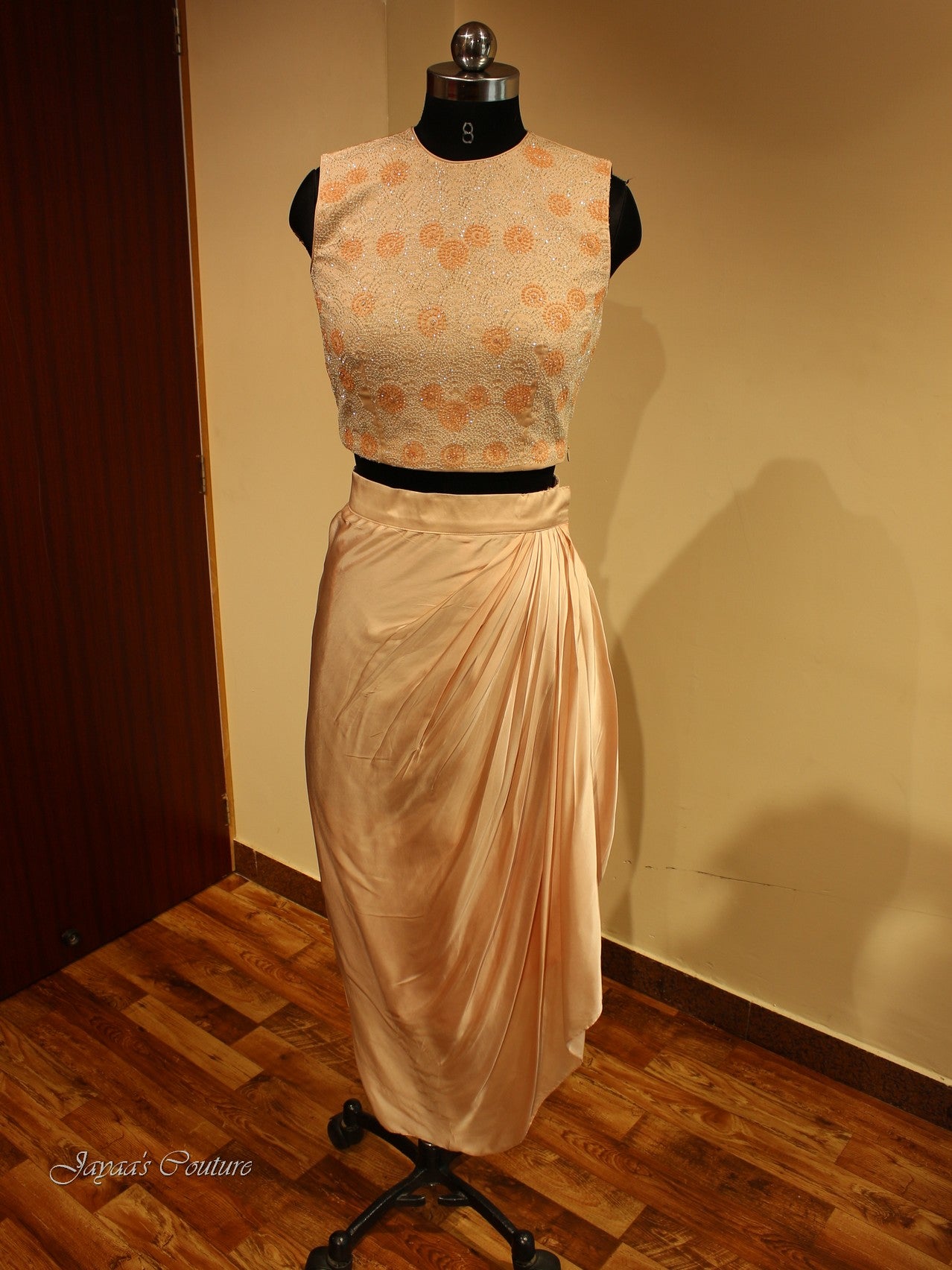 Peach Crop Top with skirt