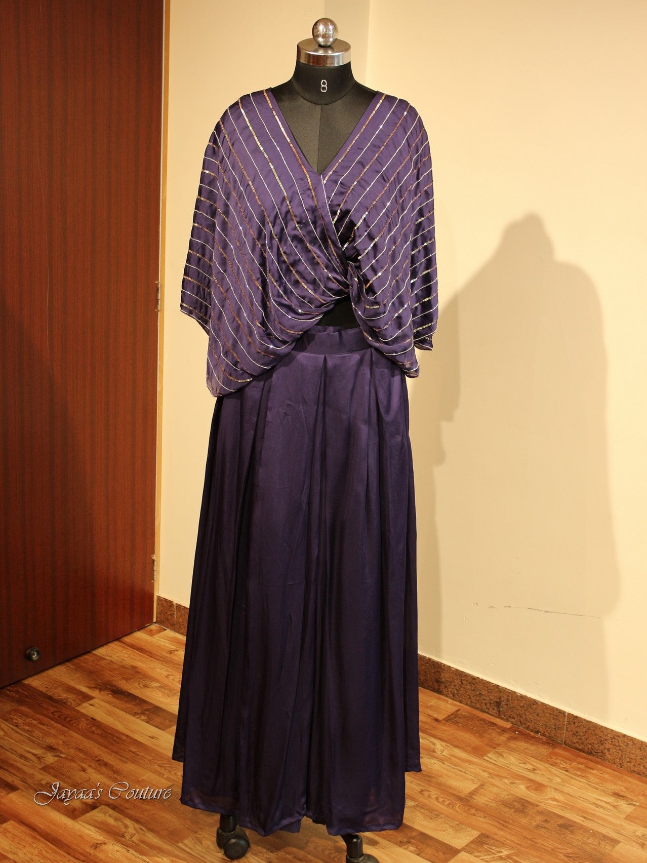 Dark purple crop top with skirt