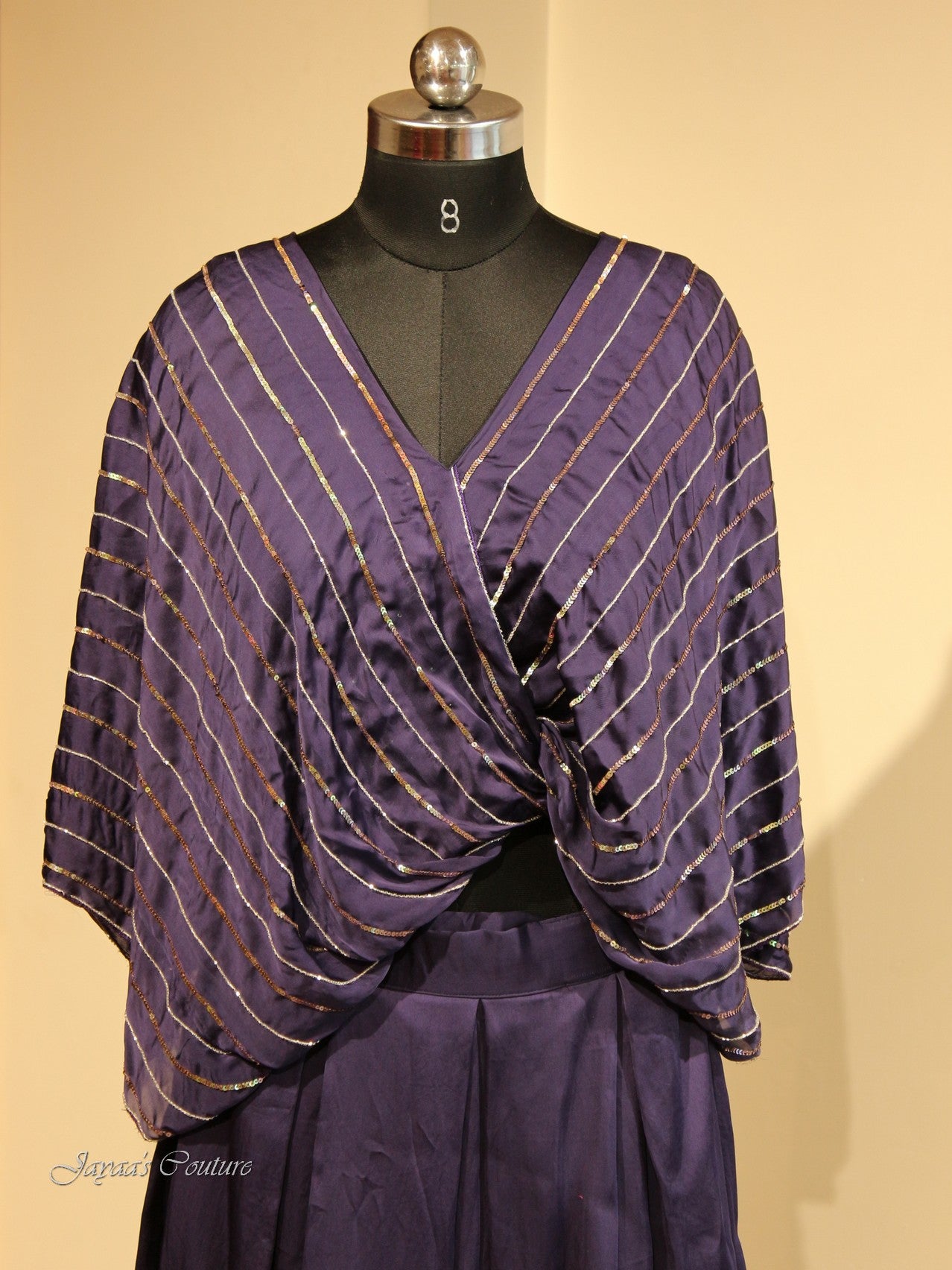 Dark purple crop top with skirt