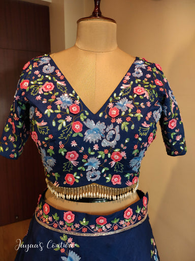 Royal blue Embroidered Blouse