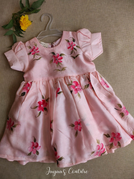 blush pink hand painted frock