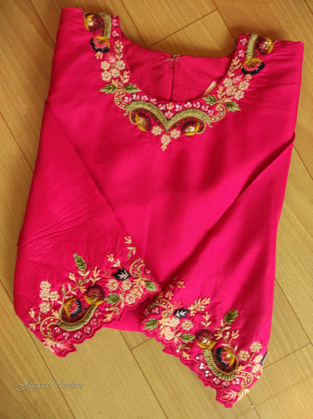 Fuscia pink skirt kurta & jacket
