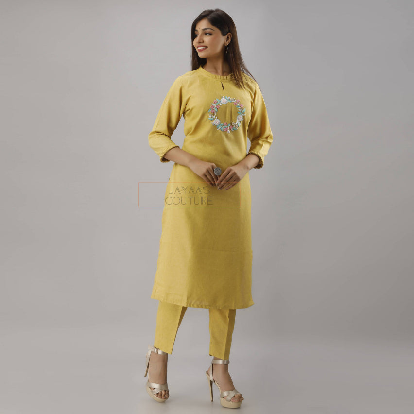 Mustard yellow kurta pants