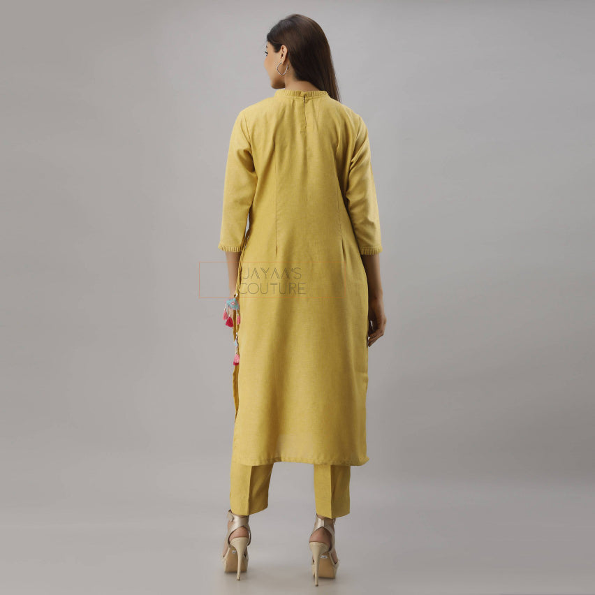 Mustard yellow kurta pants