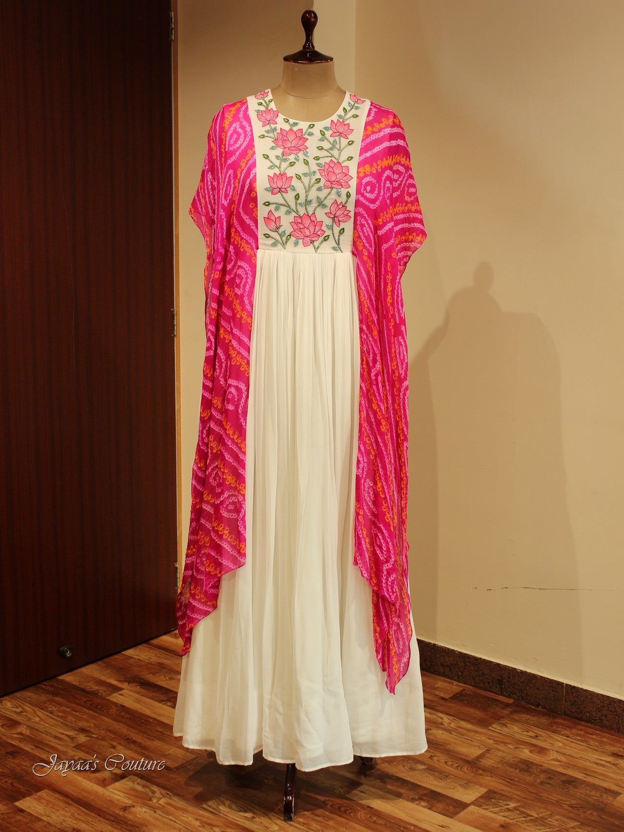 White Rani Bandhej Gown