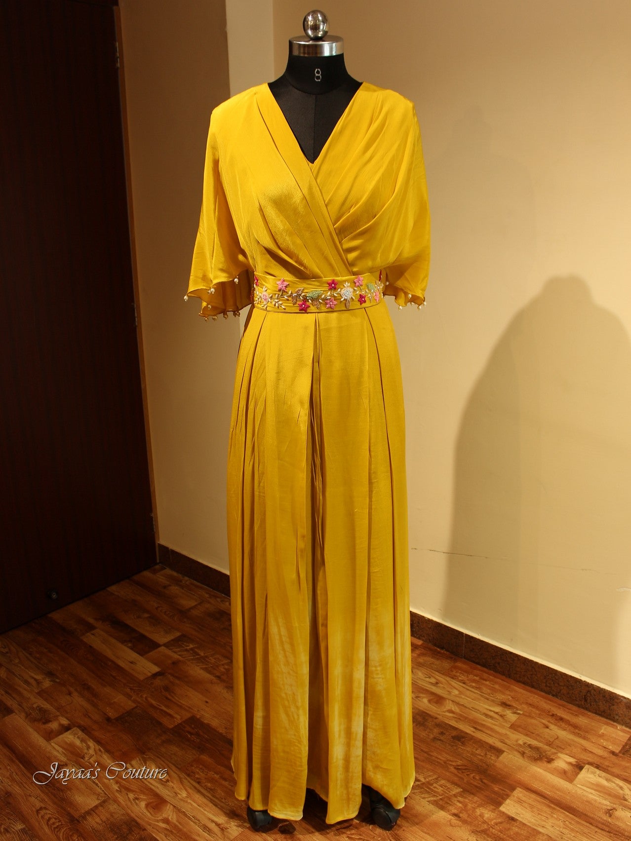 Mustard Yellow Gown with belt