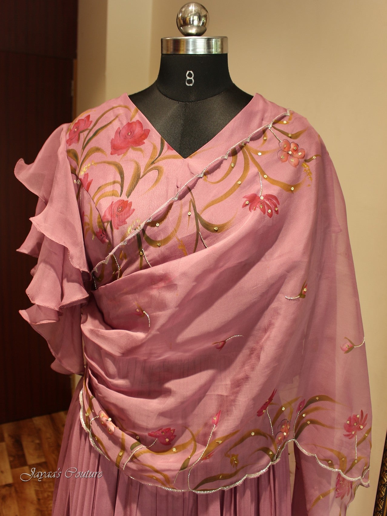 Mauve gown with drape dupatta