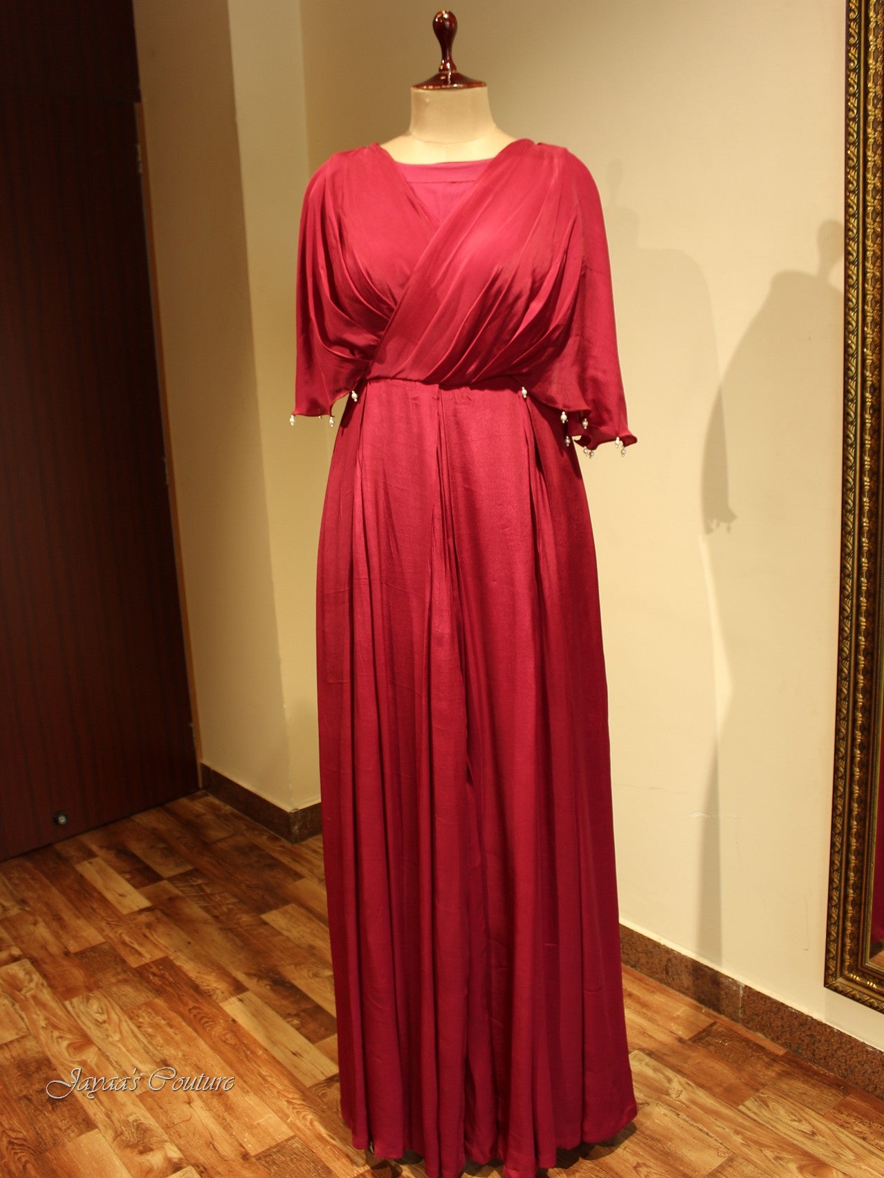 Wine Pleted gown